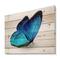 Designart - Vibrant Blue Butterfly - Modern Print on Natural Pine Wood